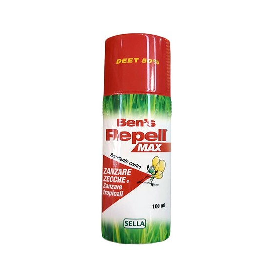 Sella Ben's Repell Repell Max contro zanzare,zecche e zanzare tropicali a base di DEET  50% 100ml