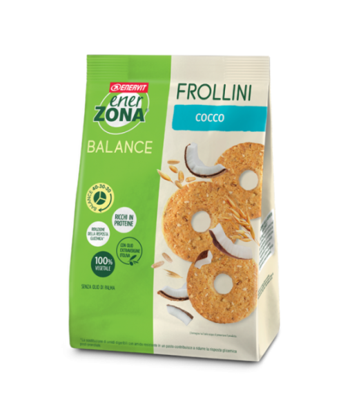 ENERZONA FROLLINI COCCO cON SCAGLIE DI COCCO E FARINE DI FARRO, KAMUT E SOIA 250G
