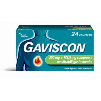 Gaviscon 24 Compresse Menta 250+133,5MG