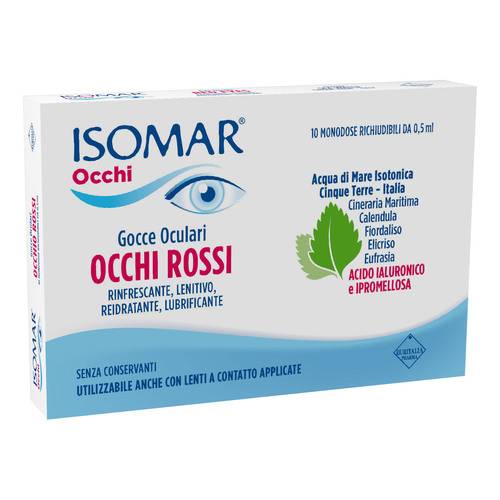 Isomar gocce oculari occhi rossi 10 monodose richiudibili adulti e bambini