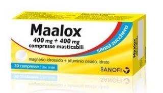 Maalox Senza Zucchero Bruciore e Iperacidità 30 Compresse masticabili 400+400mg