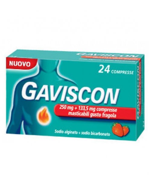 Gaviscon 24 Compresse Gusto Fragola 250+133.5mg