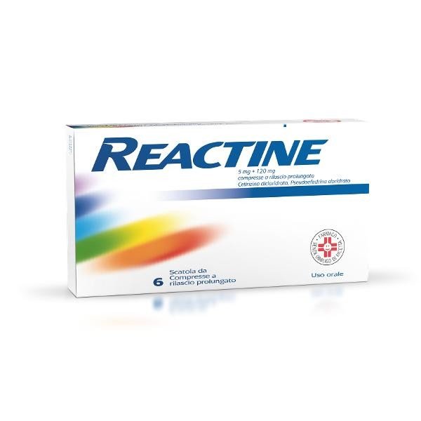 Reactine 5mg + 120mg Antistaminico 6 Compresse Rilascio Prolungato