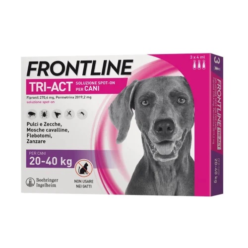 Boehringer Frontline Tri-act cani 20-40kg  3 pipette monodode da 4ml + OMAGGIO