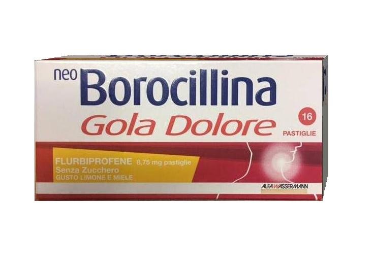 NeoBorocillina  Gola Dolore 8,75 mg Limone Miele Senza Zucchero 16 Pastiglie