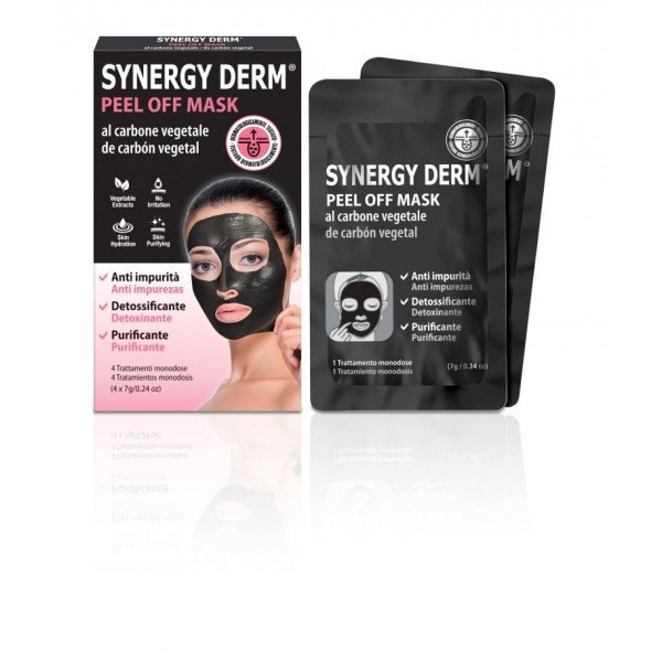 SYNERGY DERM PEEL OFF MASK al carbone vegetale 4 trattamenti (PRODOTTO ORIGINALE)