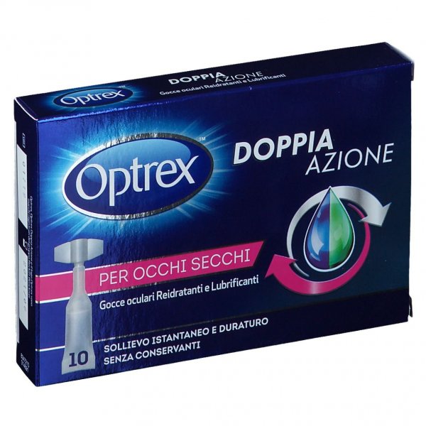 Optrex Doppia Azione Collirio Per Occhi Secchi gocce Oculari Reidratanti Lubrificanti 10 Flaconcini
