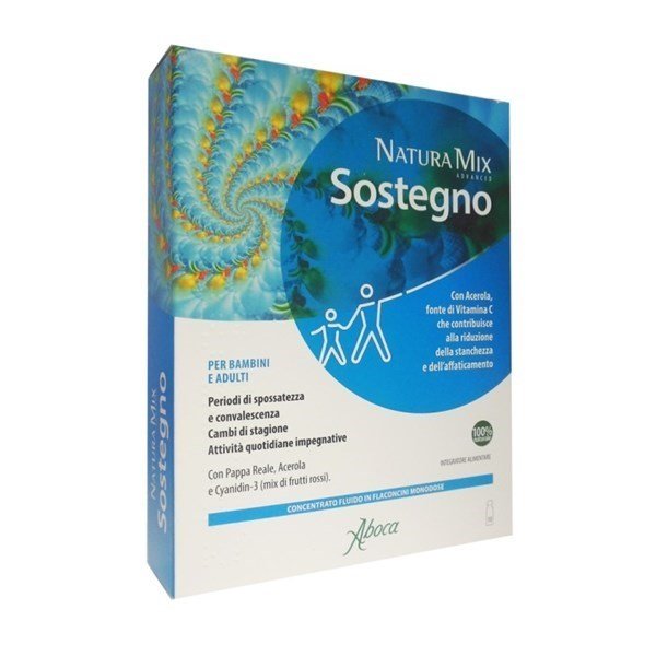 Aboca Natura Mix  Sostegno 10 Flaconcini Ricostituente per adulti e bambini