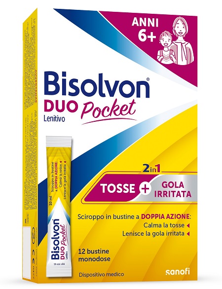 BISOLVON DUO POCKET LENITIVO TOSSE E GOLA IRRITATA 12 BUSTINE