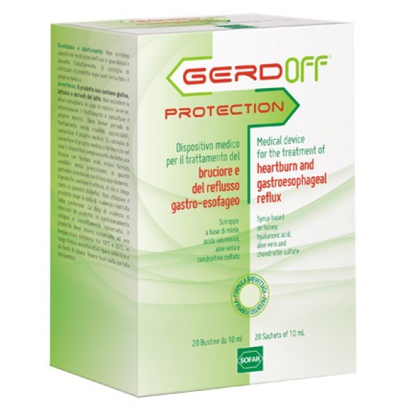 Gerdoff Protection bruciore e reflusso gastro-esofageo 20 bustine da 10ml