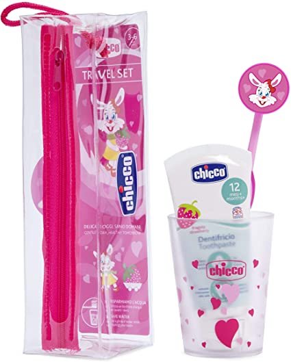 CHICCO TRAVEL SET PER IGIENE ORALE KIT SPAZZOLINO DENTIFRICIO E TAZZA