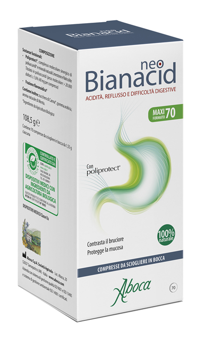 Aboca NeoBianacid Reflusso e Acidità 70 compresse Difficoltà Digestive