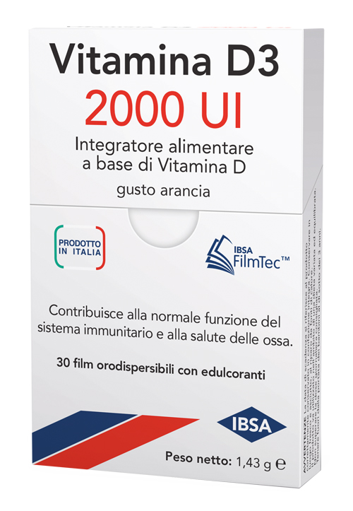 Ibsa Vitamina D3 2000 UI 30 Film Gusto Arancia