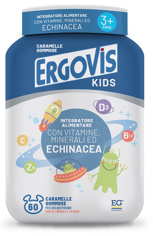 Ergovis Kids 60 Caramelle Gommose Gusto Fragola e Ciliegia