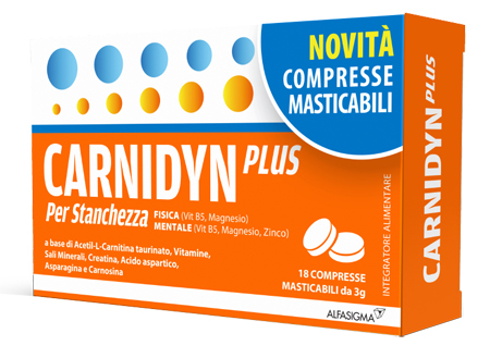 Carnidyn Plus 18 Compresse Energetico per stanchezza fisica e mentale