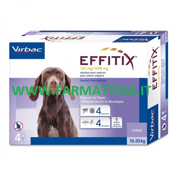 Virbac Effitix soluzione spot on per cani di taglia media 10 - 20 kg