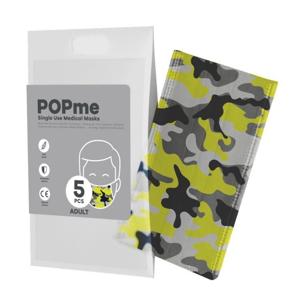 Popme Mascherine Chirurgiche Monouso Camo 5 Pezzi Adulti