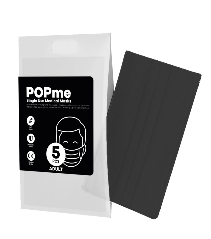 Popme Mascherine Chirurgiche Monouso Nero 5 Pezzi Adulti