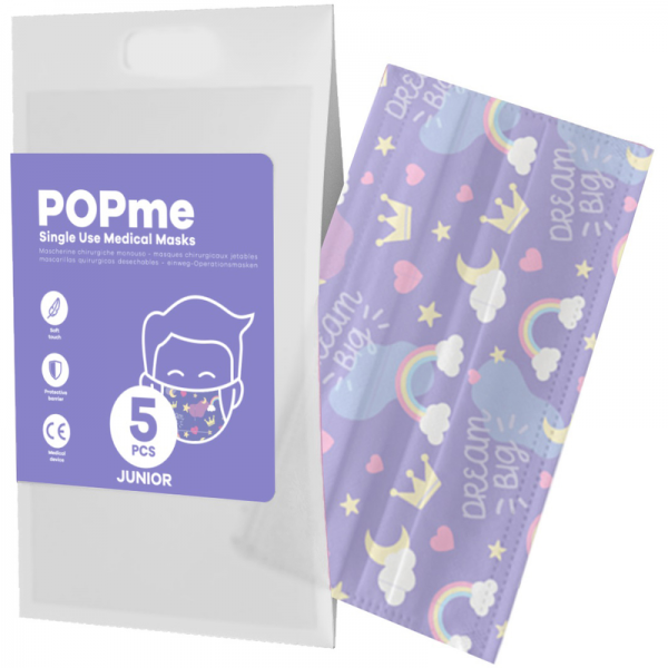Popme Mascherine Chirurgiche Monouso Fantasia Principessa 5 Pezzi junior