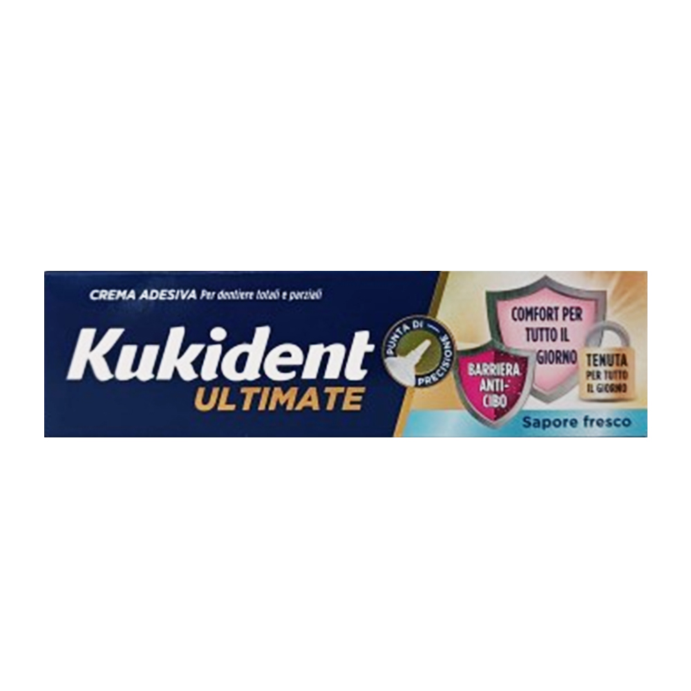 Kukident Ultimate Barriera anti-cibo sapore fresco Crema Adesiva punta di precisione  40 g