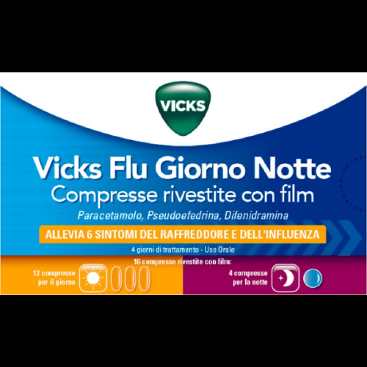 VICKS FLU GIORNO NOTTE*12+4 COMPRESSE