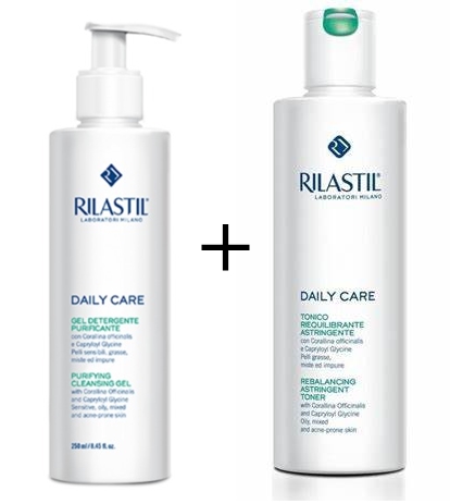 Rilastil Daily Care Gel Detergente Purificante 250 ml + Rilastil Daily Care Tonico Riequilibrante Astringente 250 ml