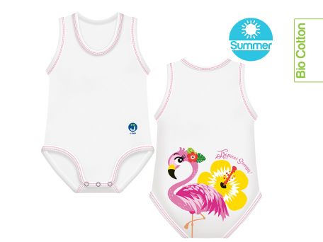 J Bimbi Body in Cotone Biologico Fenicottero 0-36 Mesi Taglia Unica Femmina