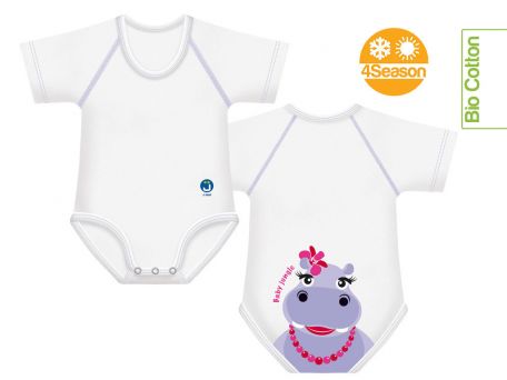 J Bimbi Body in Cotone Biologico Ippopotamo 0-36 Mesi Taglia Unica Femmina