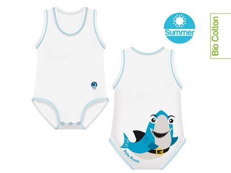 J Bimbi Body in Cotone Biologico Squalo 0-36 Mesi Taglia Unica Maschio