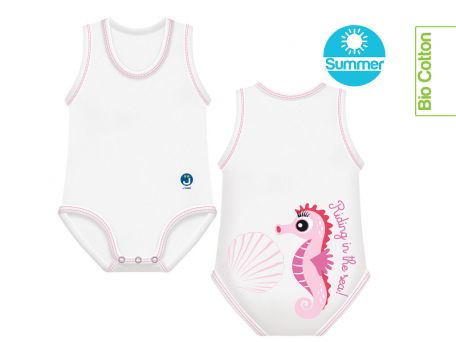 J Bimbi Body in Cotone Biologico Cavalluccio Marino 0-36 Mesi Taglia Unica Femmina
