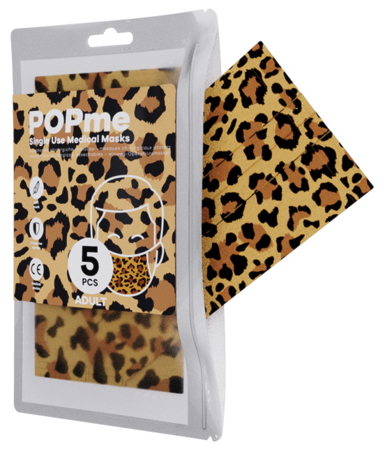 Popme Mascherina Chirurgica Adulti Leopardo 5 Mascherine