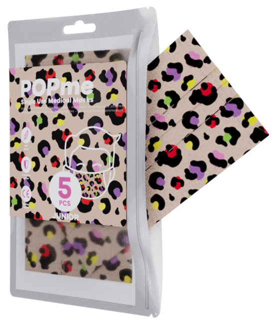 Popme Mascherine Chirurgiche Monouso Leopardata 5 Pezzi Junior