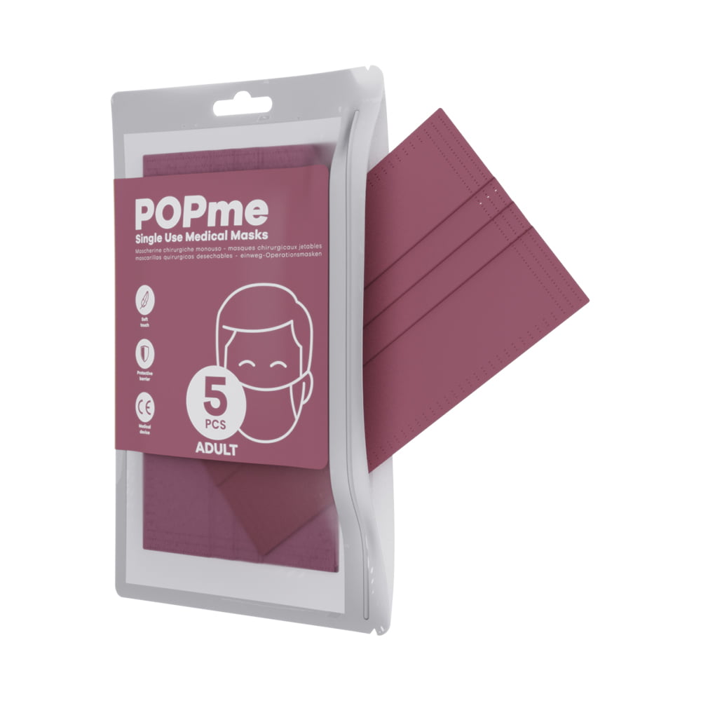 Popme Mascherine Chirurgiche Monouso Blush 5 Pezzi Adulti