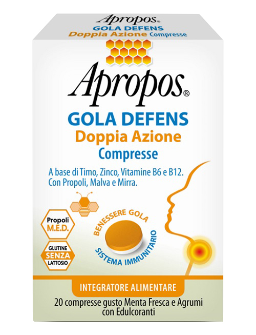 Apropos Gola Defens Doppia Azione 20 Compresse Menta Fresca e Agrumi