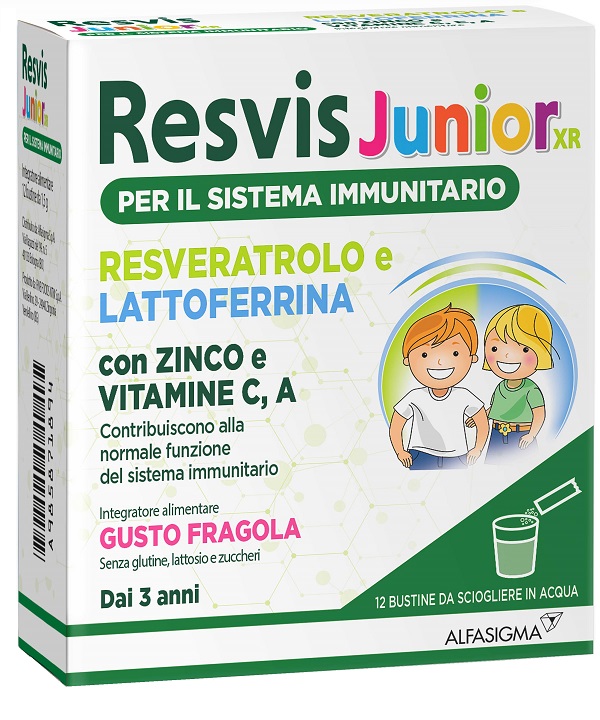 Resvis Junior 12 bustine gusto fragola per il sistema immunitario