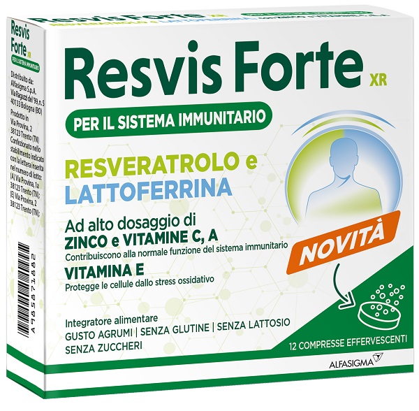 Resvis Forte 12 compresse effervescenti per il sistema immunitario con resveratrolo e lattoferrina