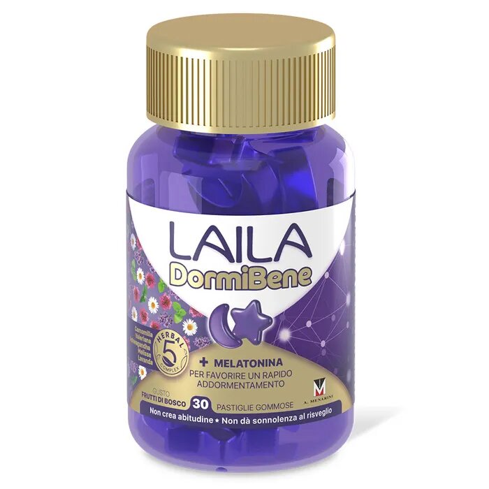 Laila Dormibene +melatonina 30 pastiglie gommose gusto frutti di bosco