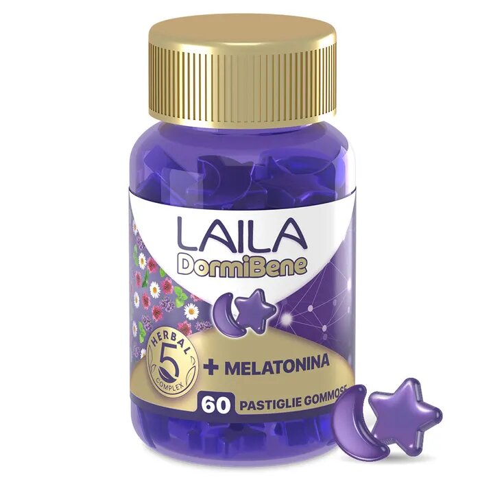 Laila Dormibene +melatonina 60 pastiglie gommose gusto frutti di bosco