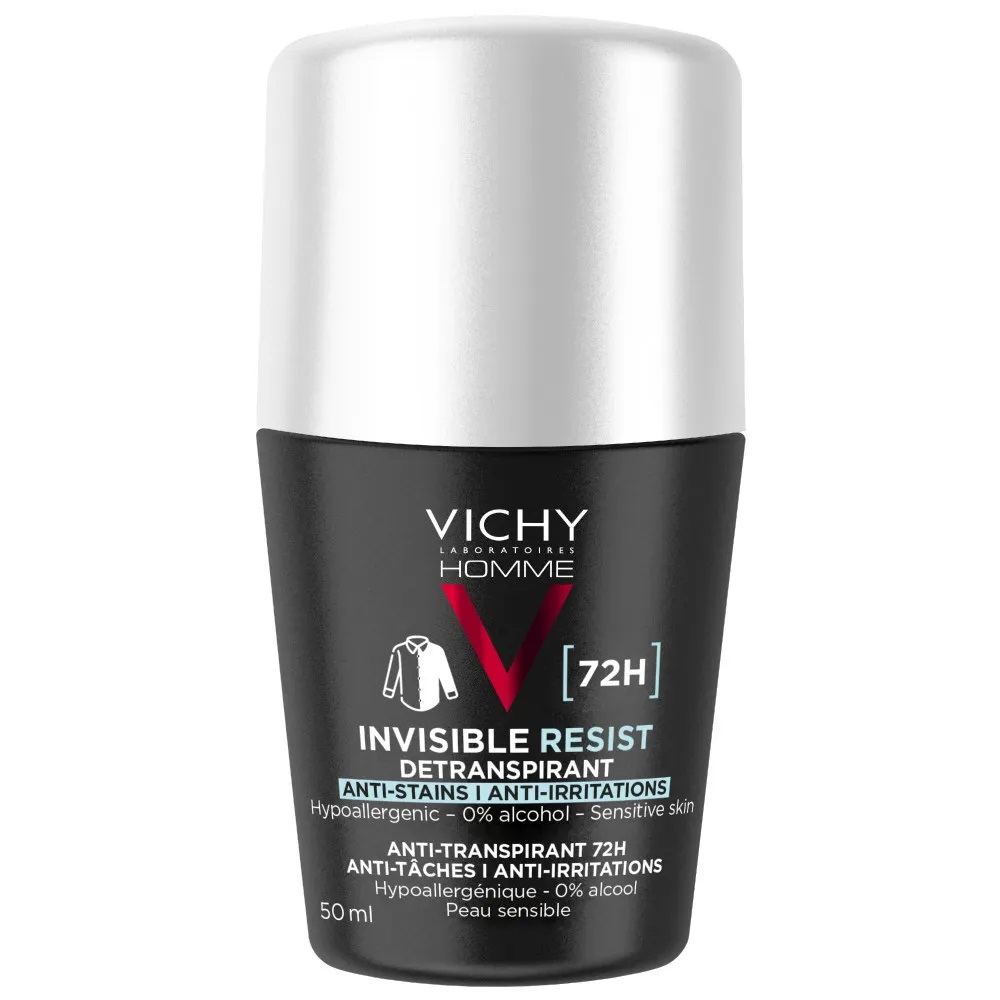 Vichy Homme Invisible Resist Deodorante antitraspirante Efficacia 72h anti-macchie roll-on 50ml