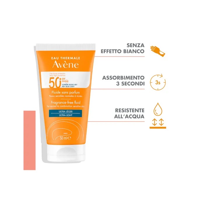 Avene Fluido Senza Profumo SPF 50+ Solare Viso 50ml