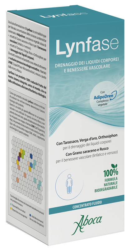 Aboca Lynfase concentrato fluido 180g con tarassaco,verga d'oro,orthosiphon